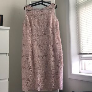 Adrianna Papell blush pink lace sheath dress